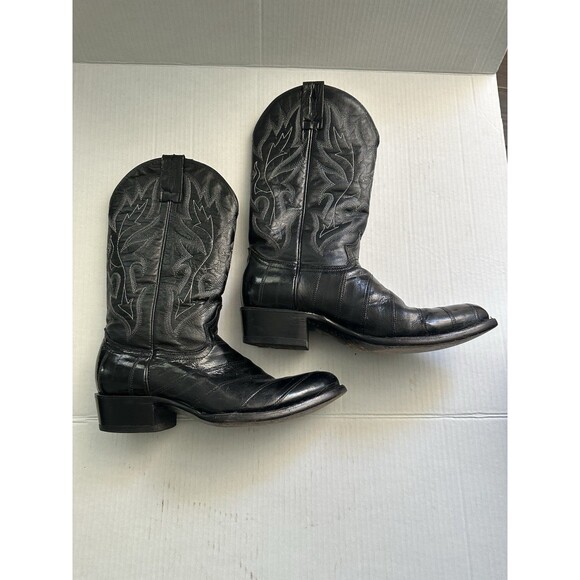 Eel Skin Rodeo Bravo Men’s Cowboy Boots Size 9 And Montana Eel Skin Leather Belt main image 13